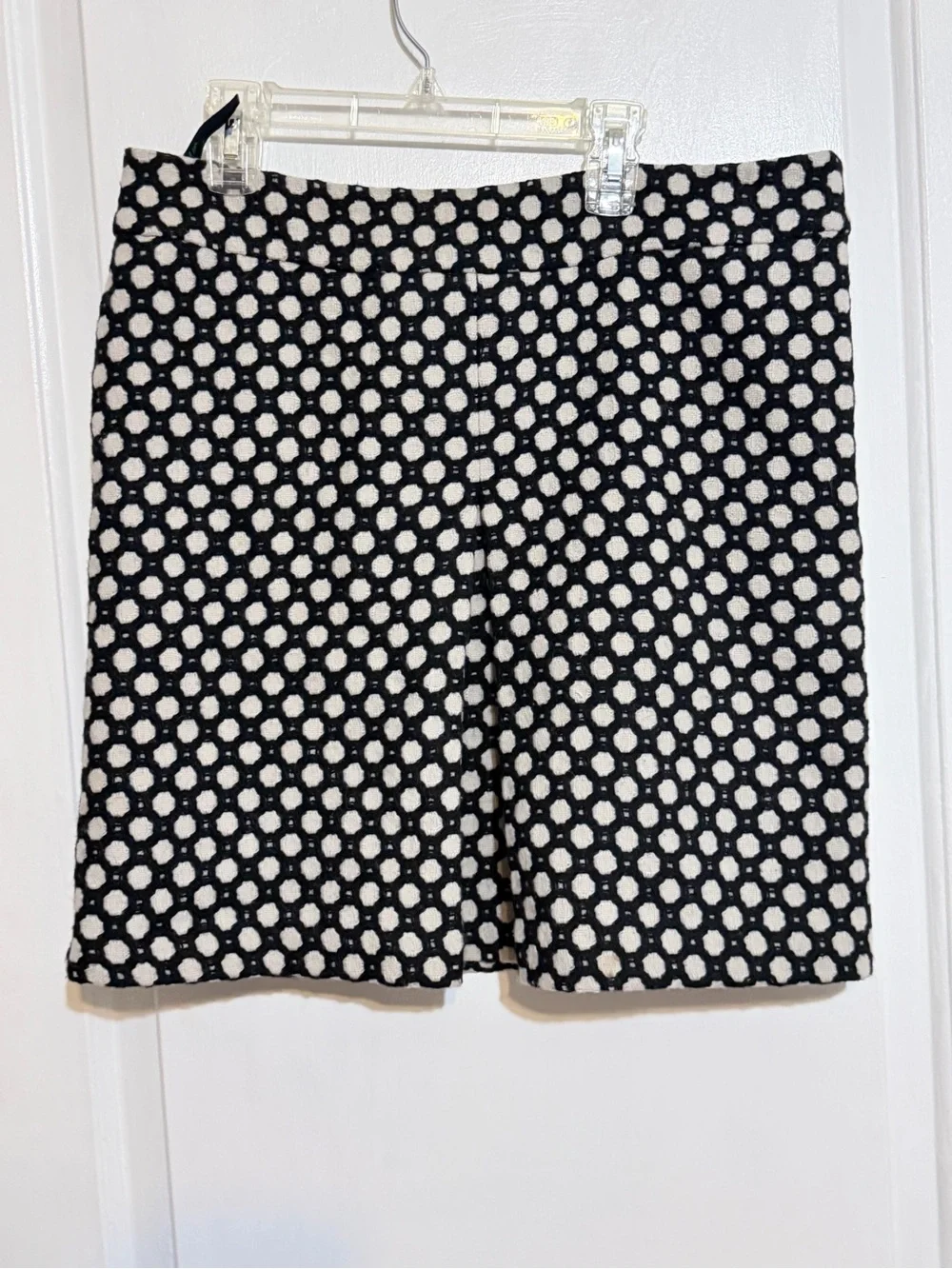 Boden Wool Black and White Mini Skirt with Polka Dot Pattern 14R
